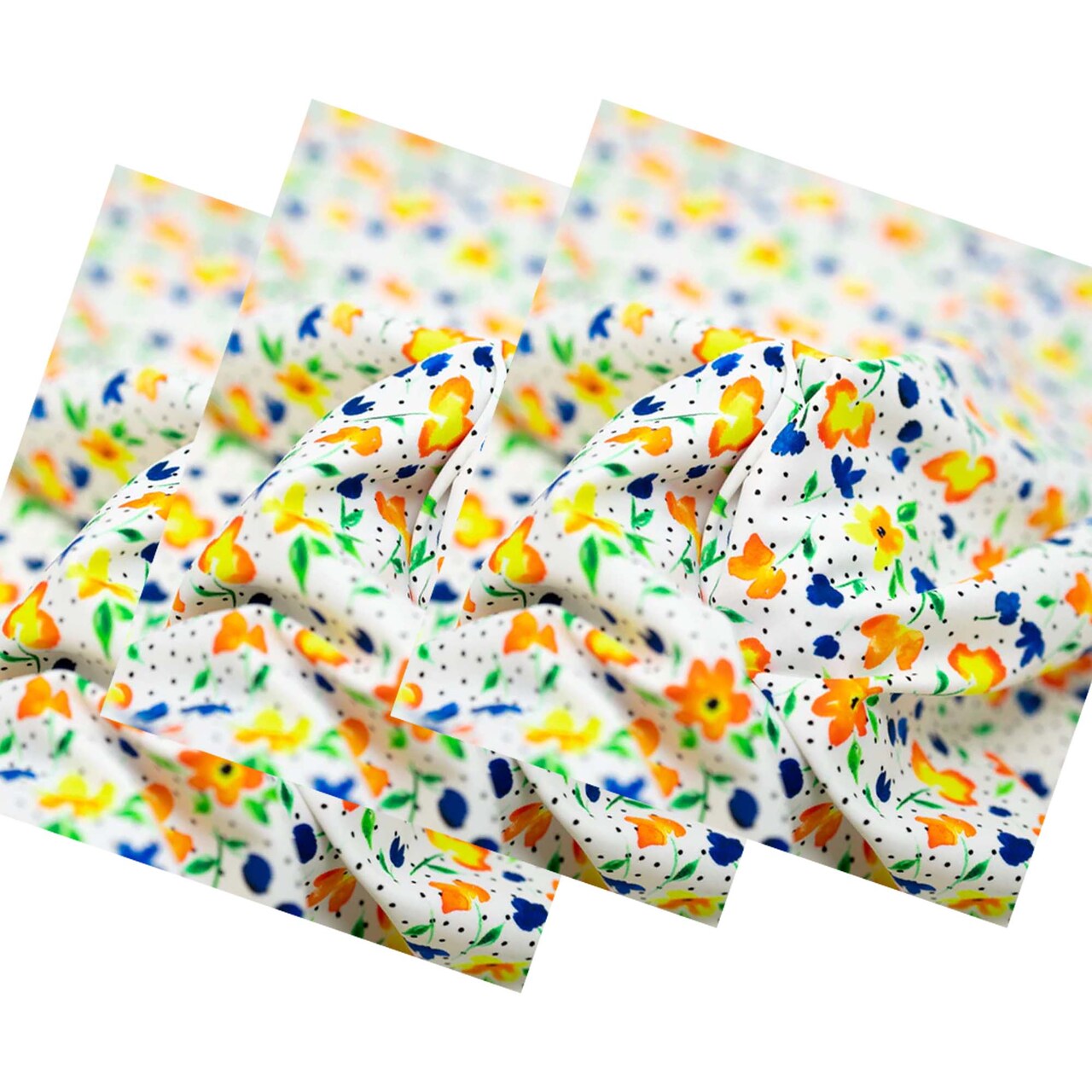 82% Nylon & 18% Spandex Watercolor Flowers and Black Dots Printed Spandex Fabric 55/56” Width